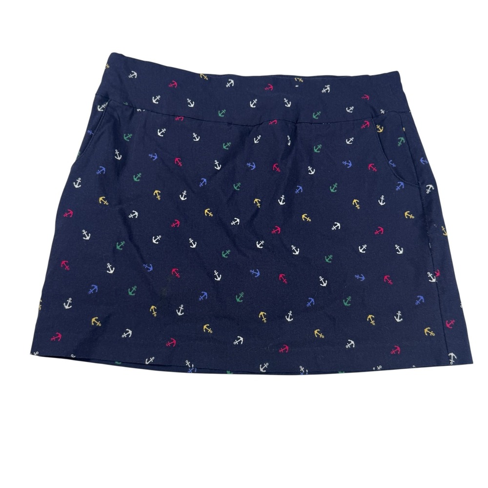 Zac & Rachel Navy Blue Anchor Print Skort Womens Size Medium Nautical Skirt